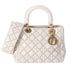 Christian Dior Lady Dior Medium Bag Handbag Cream Leather Studded